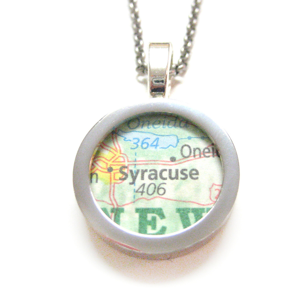 Syracuse New York Map Pendant Necklace
